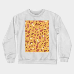 Red yellow forest elements seamless pattern Crewneck Sweatshirt